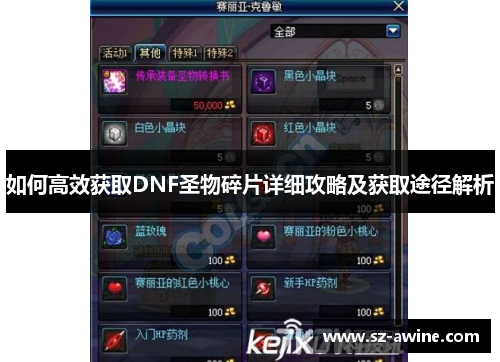 如何高效获取DNF圣物碎片详细攻略及获取途径解析